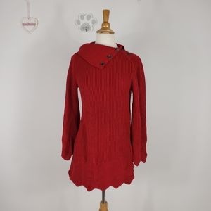 Style & Co Envelope Neck Tunic Sweater Red Christmas
